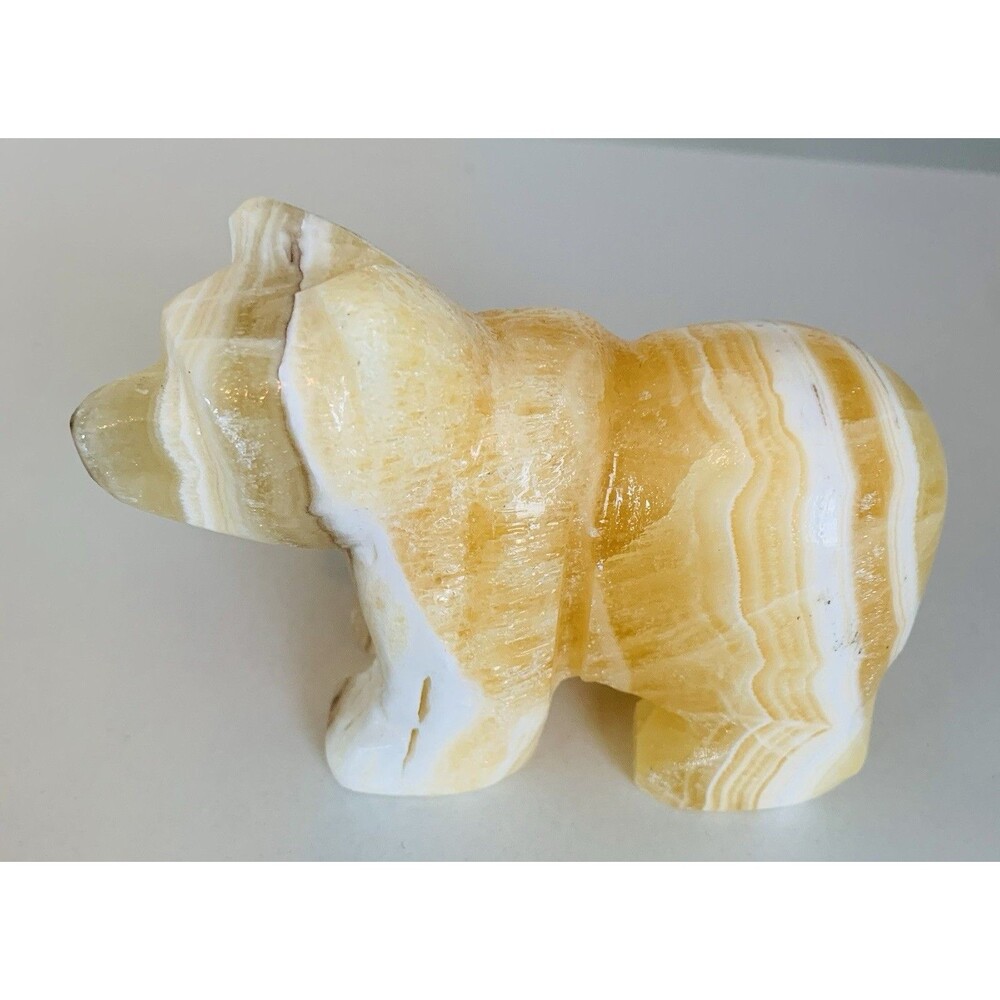 Calcite Bear Hand-Carved Figurine Made by Alaskan Artist Pristine Mint Condition